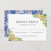 Lemon Citrus Floral Greenerity Wedding RSVP Card (Vorne/Hinten)