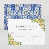 Lemon Citrus Floral Greenerity Wedding RSVP Card Karte (Vorne/Hinten)