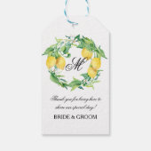 Lemon Citrus Floral Greenery Leaf Wreath Wedding Geschenkanhänger (Rückseite)
