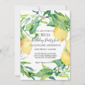 Lemon Citrus Floral Leaf Wasserfarbe 30. Geburtsta Einladung (Vorderseite)