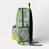 Lemon Citrus Floral Muster Sky Blue Bedruckter Rucksack (Rechts)