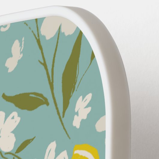 Lemon Citrus Floral Muster Sky Blue Pickleball Schläger (Linke Seite)