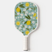Lemon Citrus Floral Muster Sky Blue Pickleball Schläger (Rückseite)