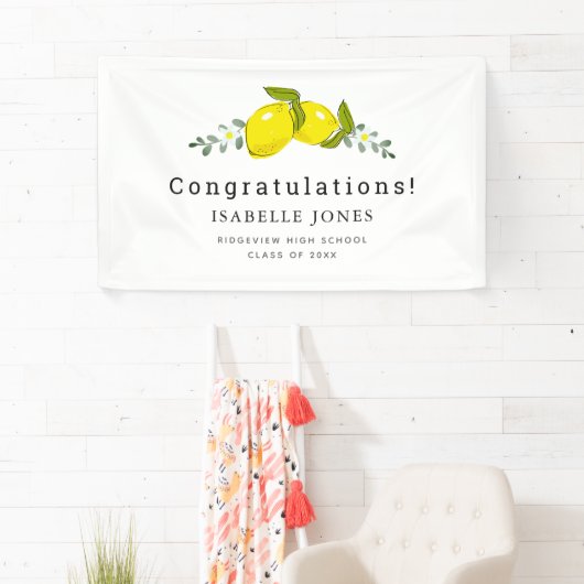 Lemon Citrus Floral White Abschluss Banner (Insitu)