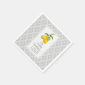 Lemon Citrus Floral Yellow Gray White Wedding Serviette (Ecke)