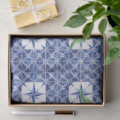 Lemon Citrus Foliage Farmhouse Navy Blue in White Seidenpapier (Geschenk)