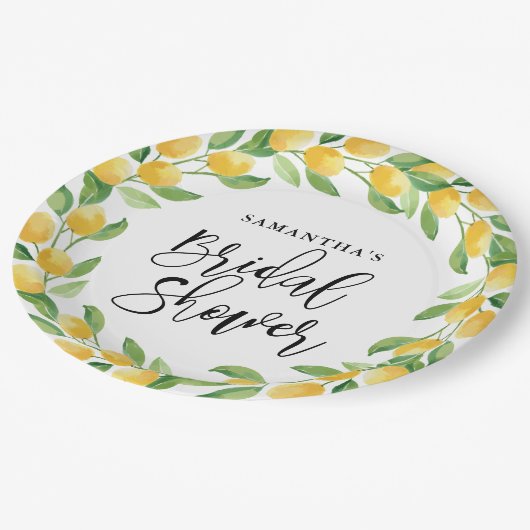 Lemon Citrus Frucht Brautparty Pappteller (Schrägansicht)