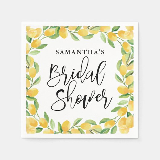 Lemon Citrus Frucht Brautparty Serviette (Vorderseite)