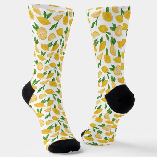Lemon Citrus Fruchtmuster Socken (Gewinkelt)