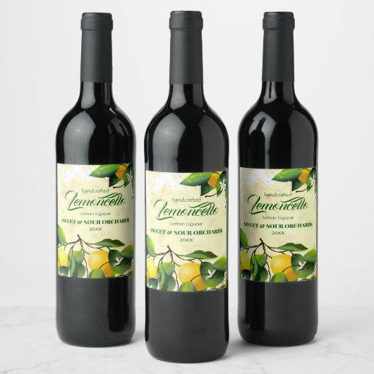 Lemon Citrus Fruit Lemoncello Weinetikett (Flaschen)