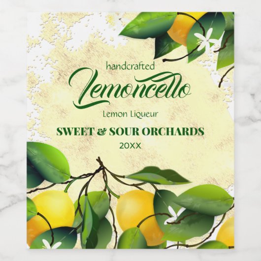 Lemon Citrus Fruit Lemoncello Weinetikett (Einzelnes Label)