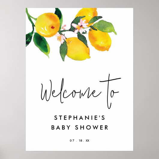 Lemon Citrus Fruit Summer Baby Dusche Begrüßungsze Poster (Vorne)