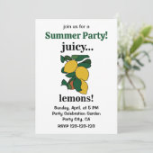 Lemon Citrus Fruit Summer Party Einladung (Stehend Vorderseite)