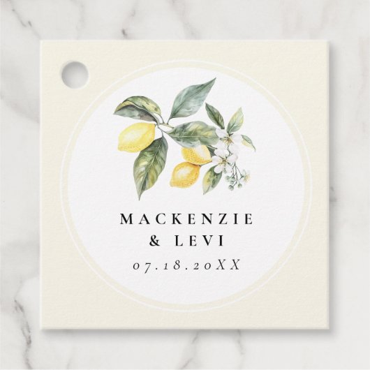 Lemon Citrus Garden Wedding Elegant Geschenkanhänger (Vorderseite)