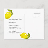Lemon Citrus Gelbe Bewegung Ankündigung Postkarte (Rückseite)
