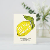 Lemon Citrus Gelbe Bewegung Ankündigung Postkarte (Stehend Vorderseite)