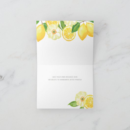 Lemon Citrus Gender Neutral Baby Dusche Vielen Dan Dankeskarte (Innenseite)