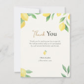 Lemon Citrus Green Wedding with Photo Back Dankeskarte (Vorderseite)