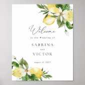 Lemon Citrus Greenery Floral Wedding Begrüßungszei Poster (Vorne)