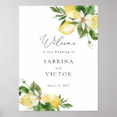 Lemon Citrus Greenery Floral Wedding Begrüßungszei Poster (Vorne)