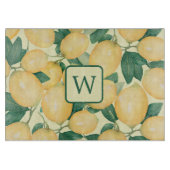 Lemon Citrus Greenery Mit Monogramm Schneidebrett (Vorderseite)