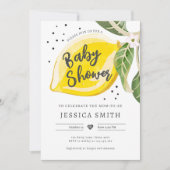 Lemon Citrus Greenery Summer Baby Shower Einladung (Vorderseite)