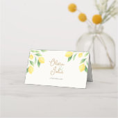 Lemon Citrus Greenery Wedding Place Card with Meal Platzkarte (Rückseite)