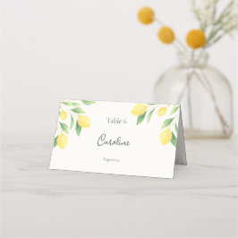 Lemon Citrus Greenery Wedding Place Card with Meal Platzkarte