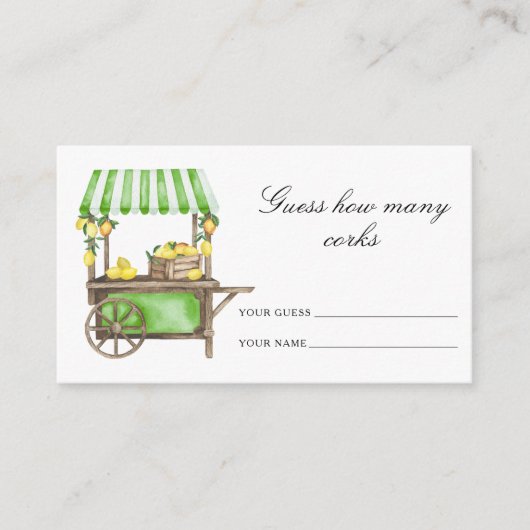 Lemon citrus - guess how many corks bridal game begleitkarte (Vorderseite)