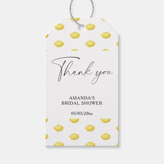 Lemon Citrus - Hochzeit Danke Geschenkanhänger (Vorderseite)