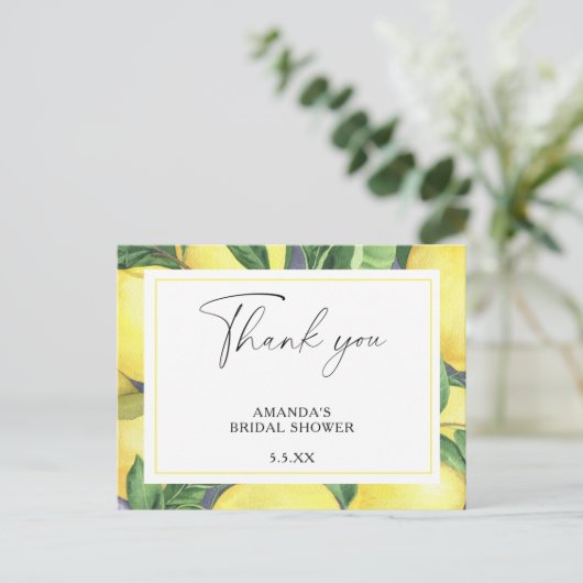 Lemon Citrus - Hochzeit Dankeschön Karte (Stehend Vorderseite)