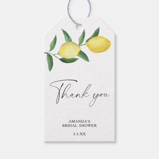 Lemon Citrus - Hochzeit Dankeschön Karte Geschenkanhänger (Vorderseite)