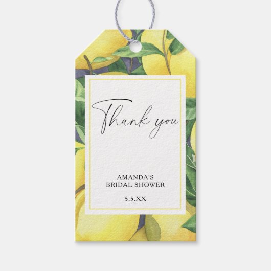 Lemon Citrus - Hochzeit Dankeschön Karte Geschenkanhänger (Vorderseite)