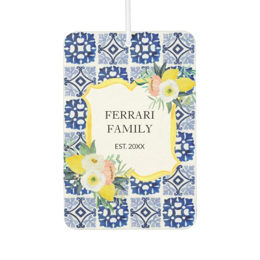 Lemon Citrus Italienisches Mittelmeer Fliesen Must Autolufterfrischer (Vorderseite)