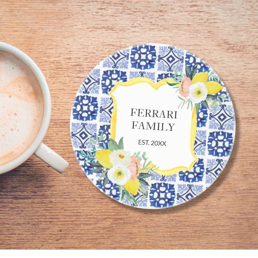 Lemon Citrus Italienisches Mittelmeer Fliesen Must Getränkeuntersetzer