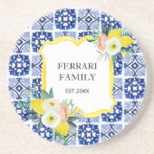 Lemon Citrus Italienisches Mittelmeer Fliesen Must Getränkeuntersetzer (Vorne)