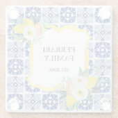 Lemon Citrus Italienisches Mittelmeer Fliesen Must Glasuntersetzer (Rückseite)