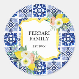 Lemon Citrus Italienisches Mittelmeer Fliesen Must Runder Aufkleber