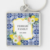 Lemon Citrus Italienisches Mittelmeer Fliesen Must Schlüsselanhänger (Vorne)