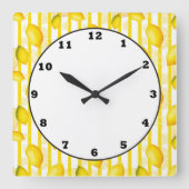 Lemon Citrus Küche Fruchtwange Quadratische Wanduhr (Vorderseite)