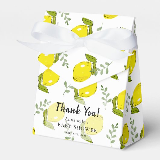 Lemon Citrus Leaf Muster Baby Dusche Geschenkboxen Geschenkschachtel (Vorderseite)