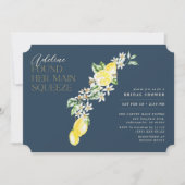 Lemon Citrus Main Squeeze Blue Brautparty Einladung (Vorderseite)