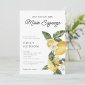 Lemon Citrus Main Squeeze Brautparty Einladung (Stehend Vorderseite)
