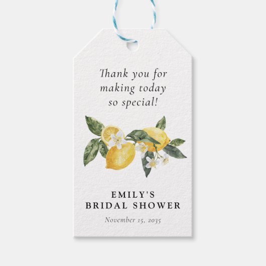 Lemon Citrus Main Squeeze Brautparty Geschenkanhänger (Vorderseite)