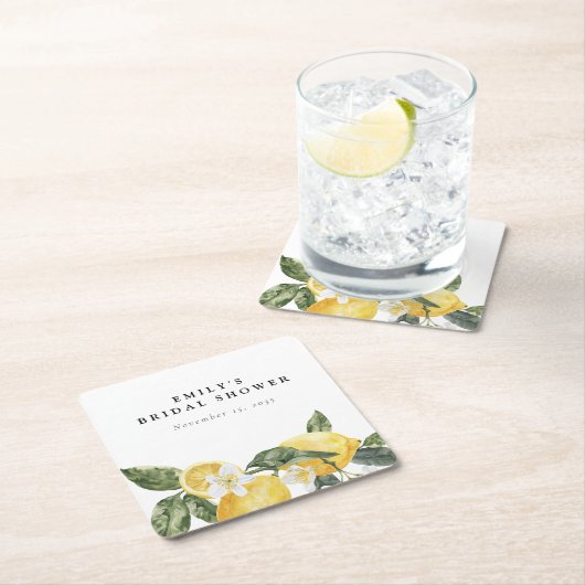 Lemon Citrus Main Squeeze Brautparty Rechteckiger Pappuntersetzer (Vor Ort)