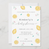 Lemon Citrus Mediterranean Summer Baby Dusche Einladung (Vorderseite)