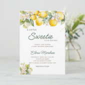 Lemon Citrus Mittelmeer Botanical Baby Dusche Einladung (Stehend Vorderseite)