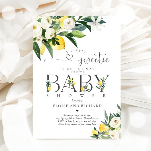 Lemon Citrus Mittelmeer Botanical Baby Dusche Einladung