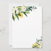 Lemon Citrus Mittelmeer Botanical Baby Dusche Einladung (Rückseite)