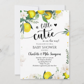 Lemon Citrus Mittelmeer Botanical Baby Dusche Einladung